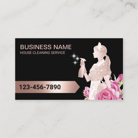 クリーニングサービスモダンバラ金ゴールドメイドフローラ 名刺 (正面)