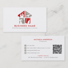 クリーニングサービスモダンロゴおよびQRコード 名刺