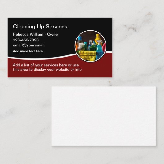 クリーニングサービスモダン名刺テンプレート 名刺 (正面/裏面)