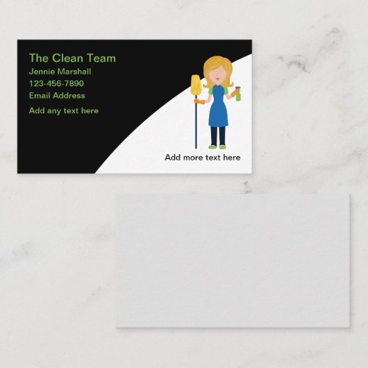 クリーニングサービスモダン編集可能名刺 名刺 (正面/裏面)