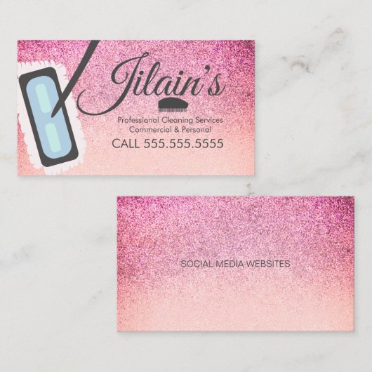 クリーニングサービスモップバブルグリッター 名刺 (正面/裏面)