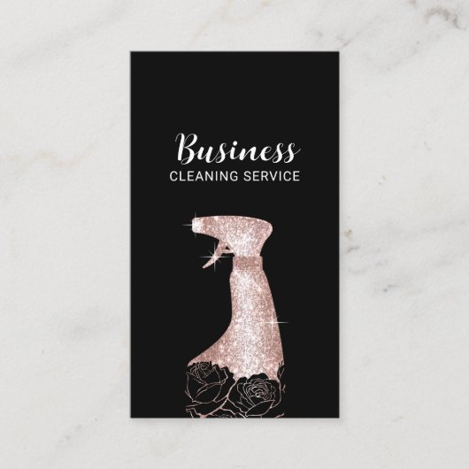 クリーニングサービスラグジュアリーブラックフローラスプレークリーナー 名刺 (正面)