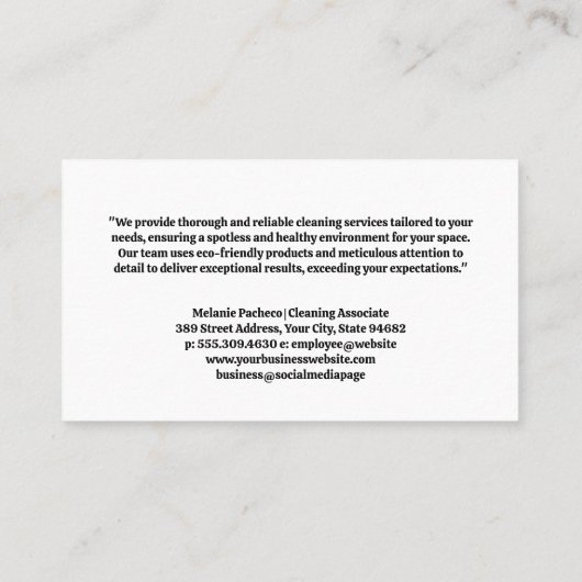 クリーニングサービスロゴ | クリーニング要素のパターン 名刺 (裏面)