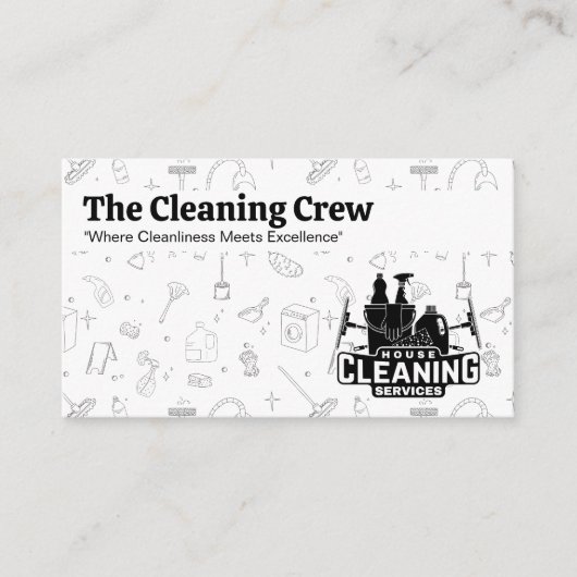 クリーニングサービスロゴ | クリーニング要素のパターン 名刺 (正面)