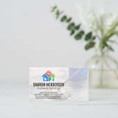 クリーニングサービスロゴ | モッピングフロア 名刺 (スタンド正面)