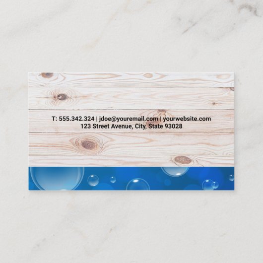 クリーニングサービスロゴ |木材 名刺 (裏面)