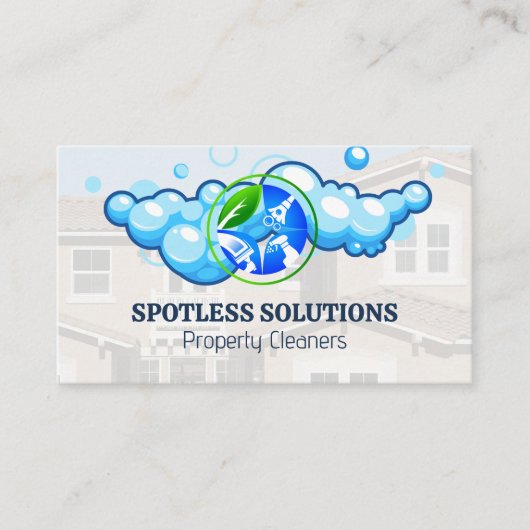 クリーニングサービスロゴ | 近所 名刺 (正面)