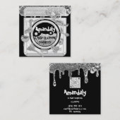 クリーニングサービスロゴQRコードランディロゴシルバー スクエア名刺 (正面/裏面)