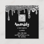 クリーニングサービスロゴQRコードランディロゴシルバー スクエア名刺 (裏面)