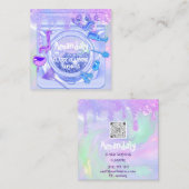 クリーニングサービスロゴQRCodeランディロゴドリップブルー スクエア名刺 (正面/裏面)