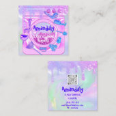 クリーニングサービスロゴQRCodeランディロゴピンクドリップ スクエア名刺 (正面/裏面)