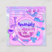 クリーニングサービスロゴQRCodeランディロゴピンクドリップ スクエア名刺 (正面)