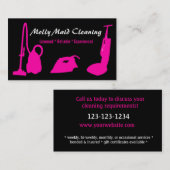 クリーニングサービス名刺ピンクブラック 名刺 (正面/裏面)
