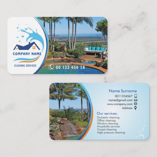 クリーニングサービス名刺 名刺 (正面/裏面)