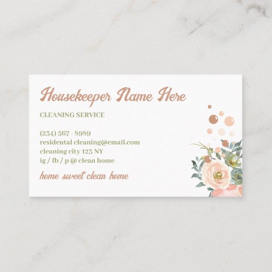 クリーニングサービス赤面ピンクフローラ守衛室 名刺 (裏面)