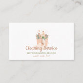 クリーニングサービス赤面ピンク 名刺 (正面)