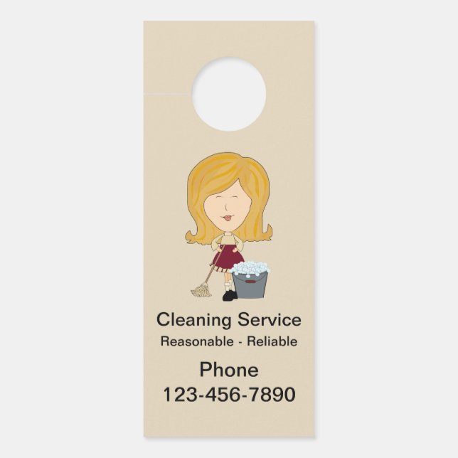 クリーニングサービス近隣の広告 ドアノブサイン (正面)