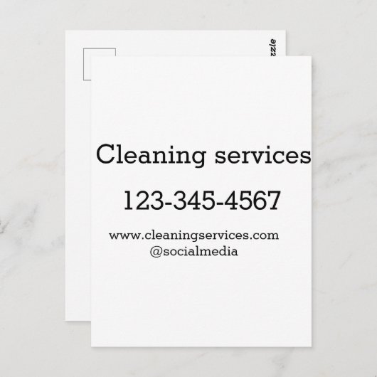 クリーニングサービス追加の番号のWebサイトの電子メールアドレス ポストカード (正面/裏面)