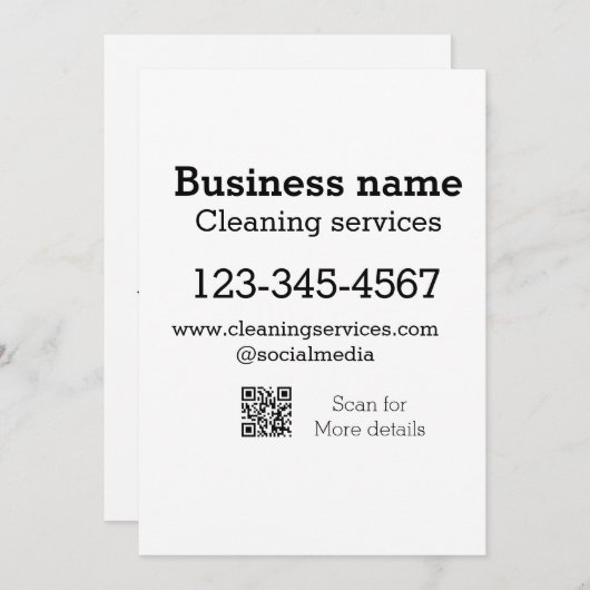 クリーニングサービス追加の番号のWebサイトの電子メールアドレス 招待状 (正面/裏面)