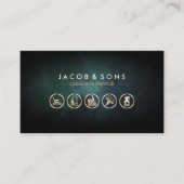 クリーニングサービス金ゴールドアイコンターコイズ グランジ 名刺 (正面)