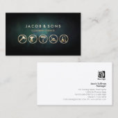 クリーニングサービス金ゴールドアイコン 名刺 (正面/裏面)