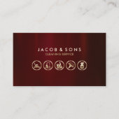 クリーニングサービス金ゴールドアイコンRed Metalテクスチャ 名刺 (正面)