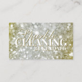 クリーニングサービス金ゴールド銀金属グリッター 名刺 (正面)