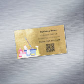 クリーニングサービス金ゴールドQRコード マグネット名刺 (インサイチュ)