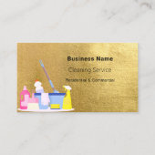 クリーニングサービス金ゴールドQRコード 名刺 (正面)