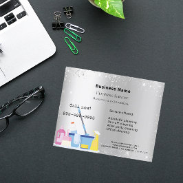 クリーニングサービス銀グリッターダストQRコード チラシ