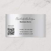 クリーニングサービス銀グリッターダストQRコード 名刺 (裏面)