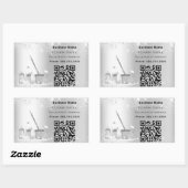 クリーニングサービス銀グリッターダストQRコード 長方形シール (シート)