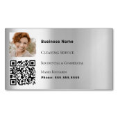 クリーニングサービス銀写真QRコード マグネット名刺 (正面)