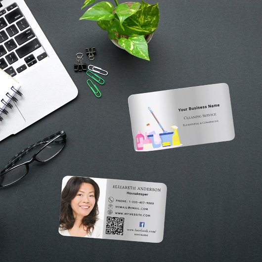 クリーニングサービス銀QRコード写真 名刺