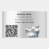 クリーニングサービス銀QRコード 長方形シール (正面)