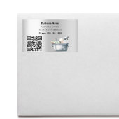 クリーニングサービス銀QRコード 長方形シール