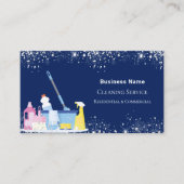 クリーニングサービス青銀グリッターダストQRコード 名刺 (正面)