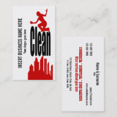 クリーニングサービス黒の赤は個人化なります 名刺 (正面/裏面)