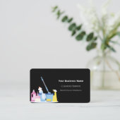 クリーニングサービス黒QRコード写真 名刺 (スタンド正面)