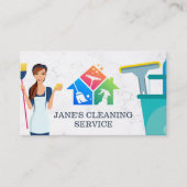 クリーニングサービス | ほうき付きメイド | 大理石 名刺 (正面)
