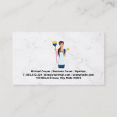 クリーニングサービス | ほうき付きメイド | 大理石 名刺 (裏面)