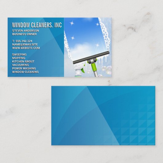 クリーニングサービス |ウィンドウのクリーニング |スキージ 名刺 (正面/裏面)