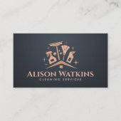 クリーニングサービス - エレガントなローズゴールド 名刺 (正面)