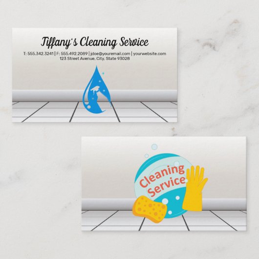 クリーニングサービス |クリーニング用品バスルームのタイル 名刺 (正面/裏面)
