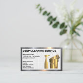 クリーニングサービス |クリーン供給金ゴールドメタリック 名刺 (スタンド正面)