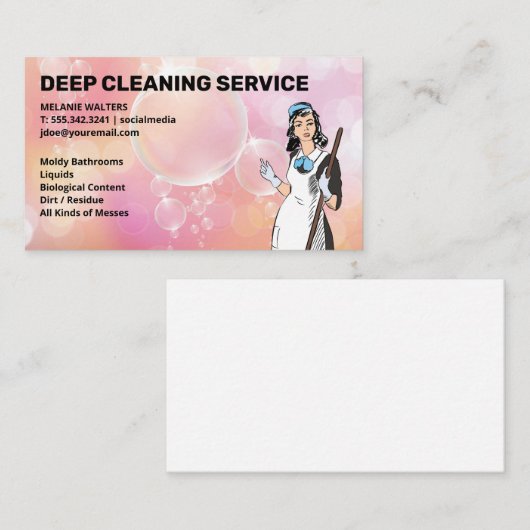 クリーニングサービス | シャボン | クリーナーメイド 名刺 (正面/裏面)