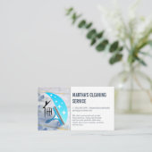 クリーニングサービス | スキージホームロゴ 名刺 (スタンド正面)