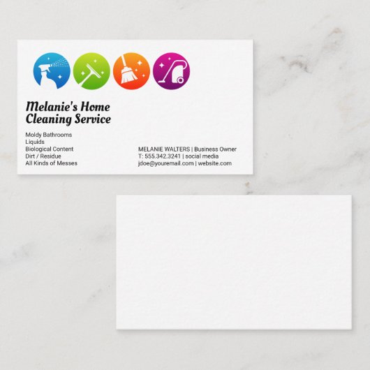 クリーニングサービス | スプレースキージほうき真空 名刺 (正面/裏面)