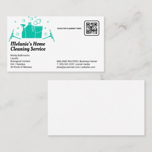 クリーニングサービス |スプレーバケットモップと泡 名刺 (正面/裏面)