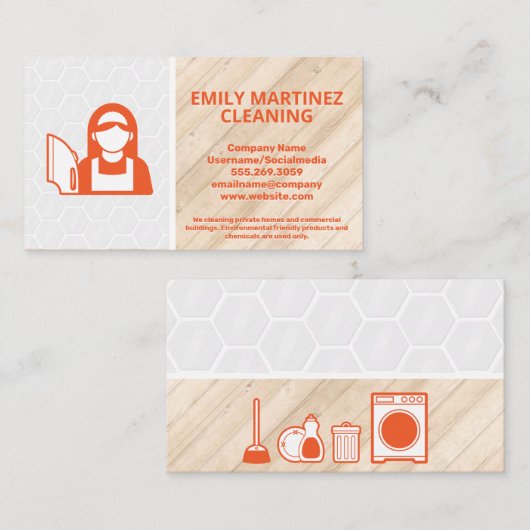 クリーニングサービス |タイル |木床 名刺 (正面/裏面)